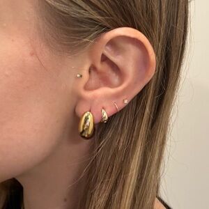 Gold chunky mini hoop earrings hoops huggie